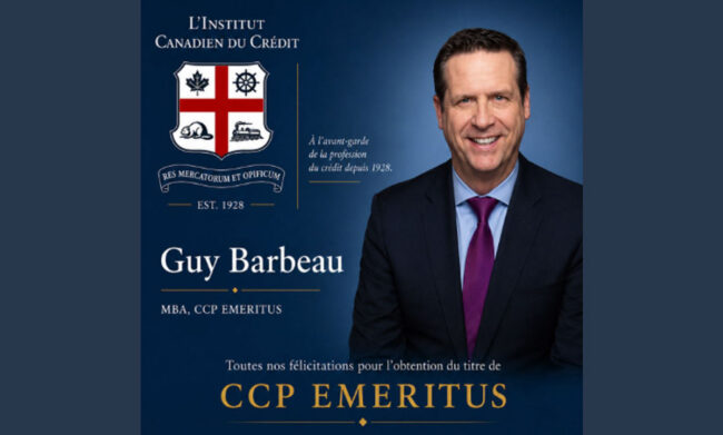 Guy Barbeau reçoit la distinction CCP Emeritus de l’Institut canadien du crédit
